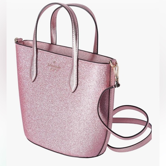 NWT Kate Spade Pink Glitter Glimmer small zip satchel Crossbody Bag - Picture 3 of 10